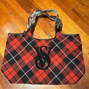Victoria’s Secret Red Plaid Tote Bag
